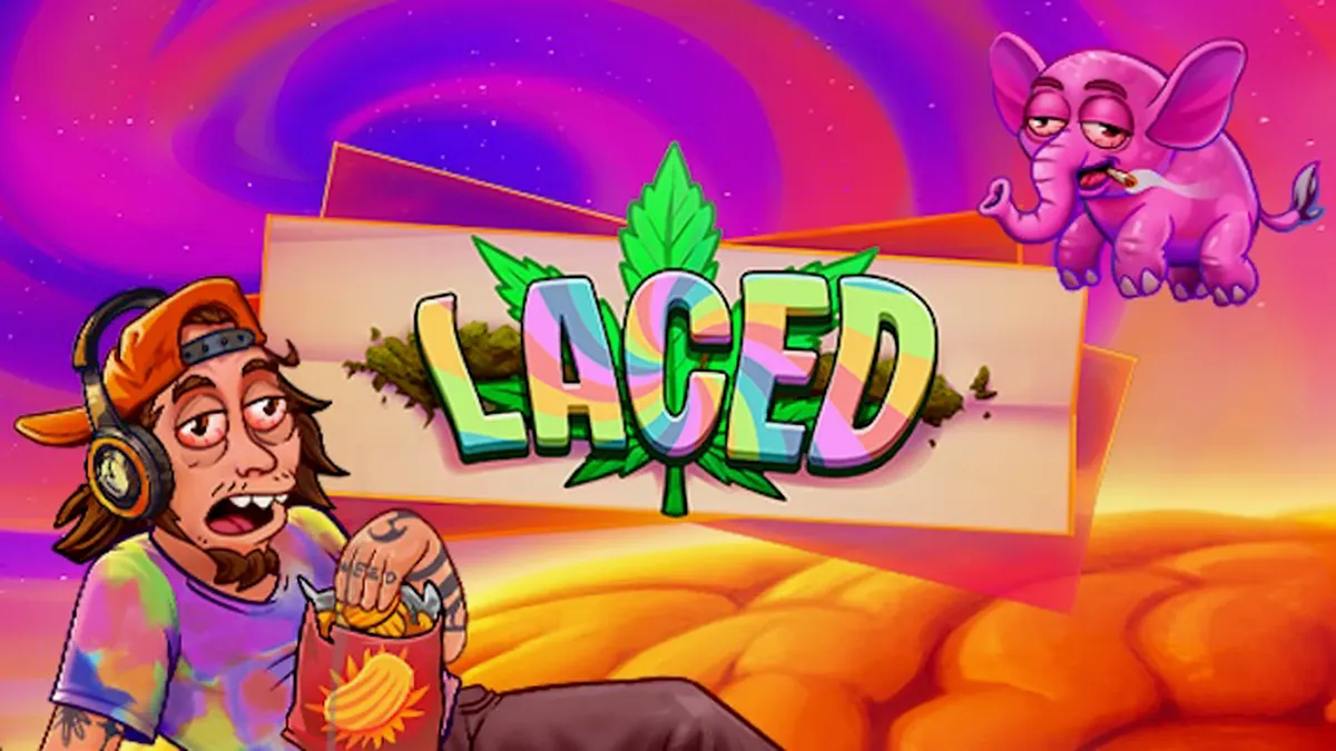 Laced slot game interface featuring luxury items and neon aesthetics