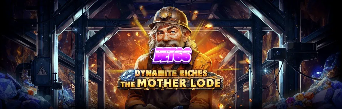 Interface do jogo de slot Dynamite Riches The Mother Lode com tema de mineração